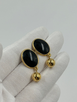 Серьги с чёрной эмалью и подвесками