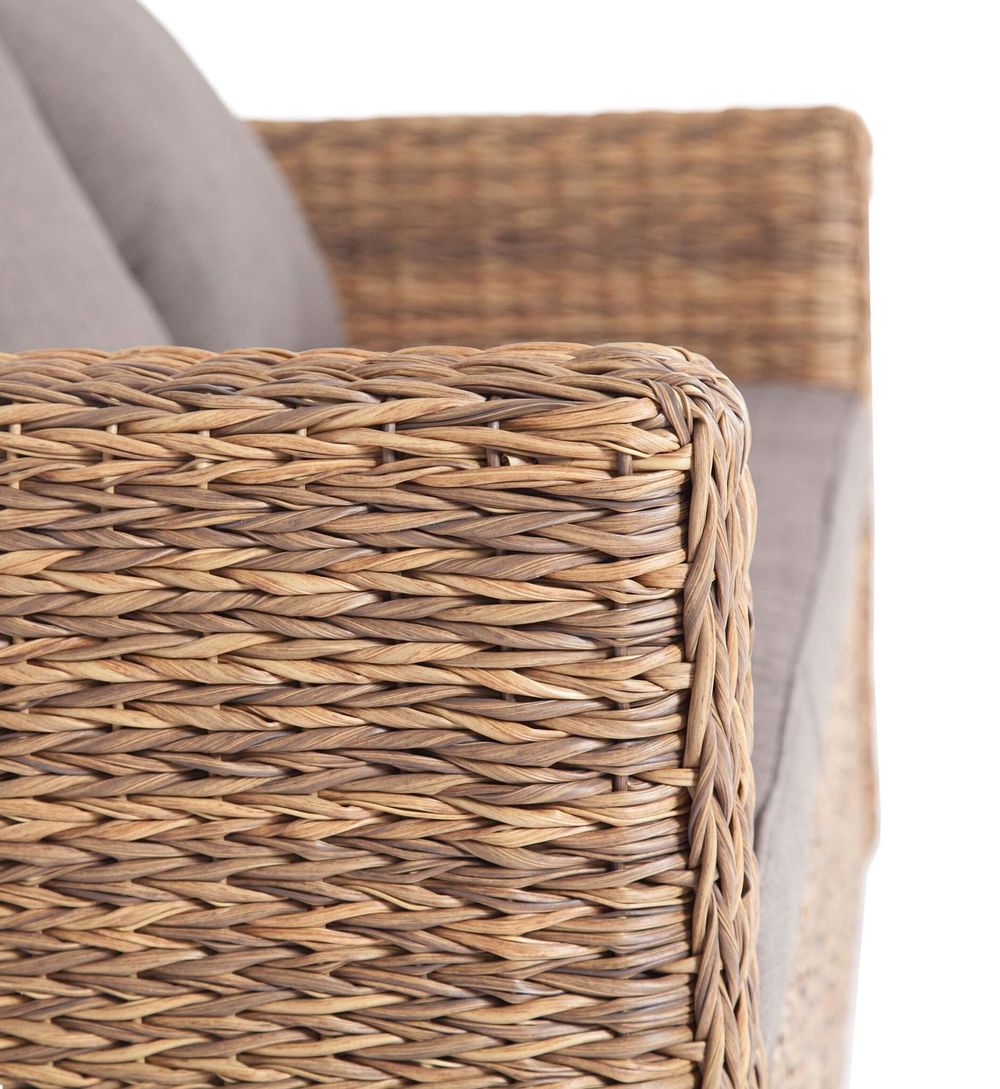 "Капучино" диван из искусственного ротанга (гиацинт) трехместный, цвет соломенный