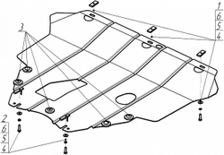 Защита картера Двигателя, КПП. 2 мм, Сталь. для Ford Kuga 2008-2010, Ford Kuga 2011-2013 MOTODOR.00733