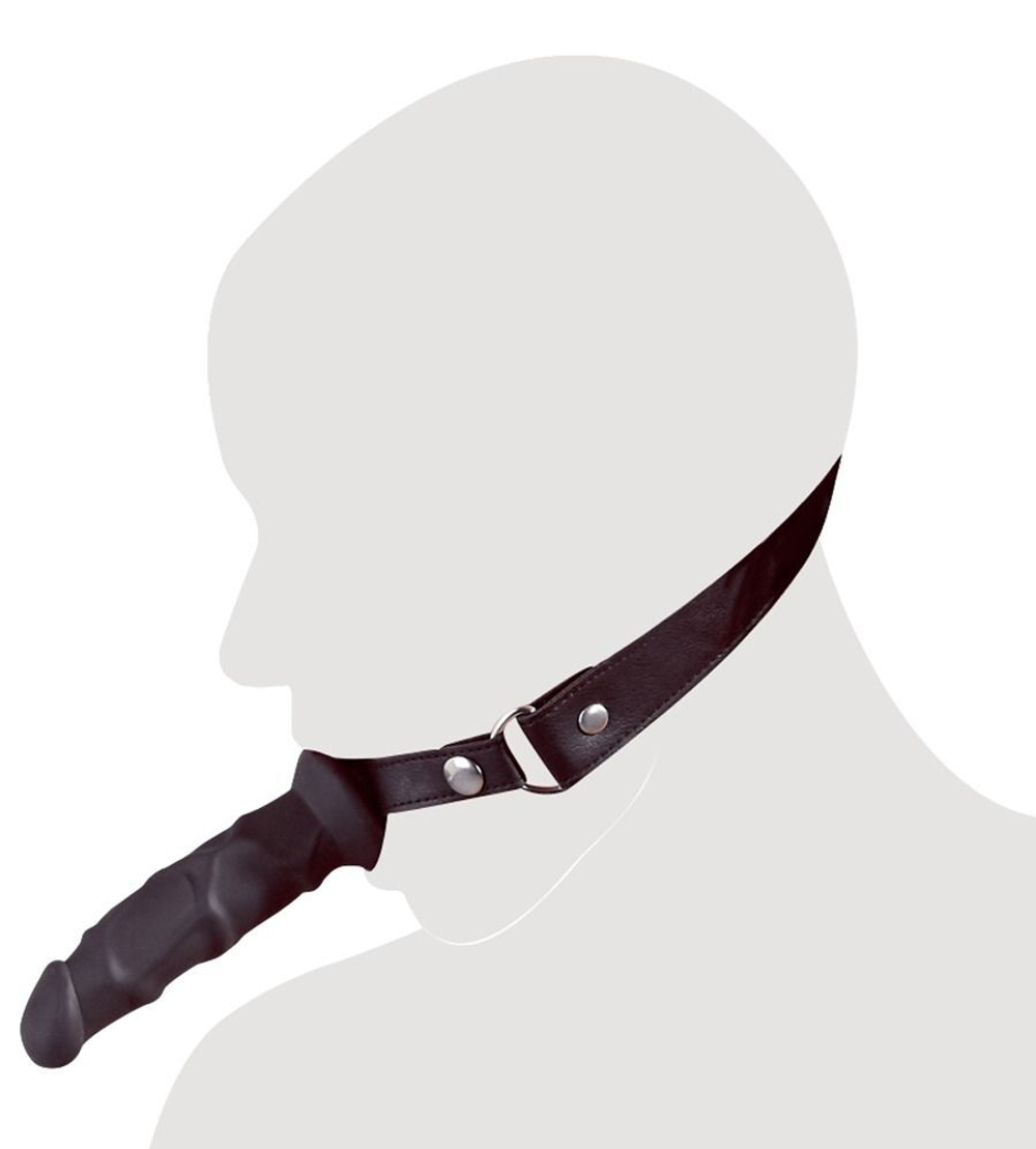 Кляп с наружным фаллоимитатором Knebel mit Dildo (Цвет: черный)