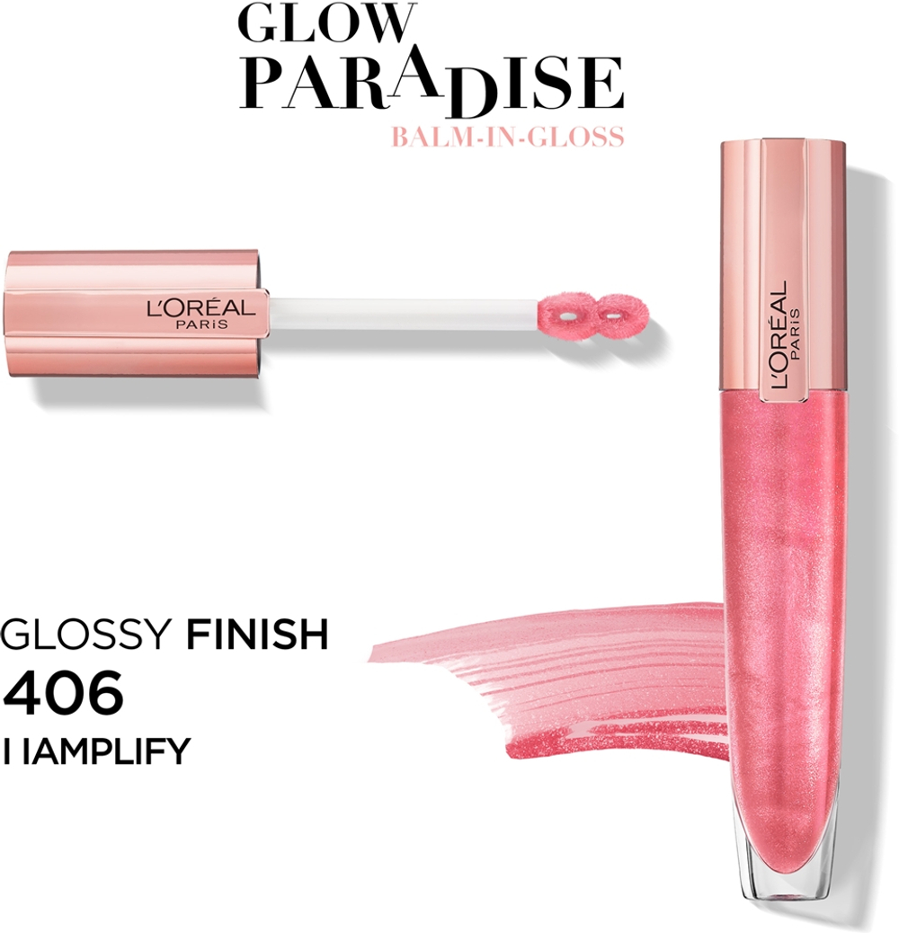 L’Oreal Paris Glow Paradise Balm in Gloss - Блеск для губ с гиалуроновой кислотой оттенок 406 I Amplify, 7 ml