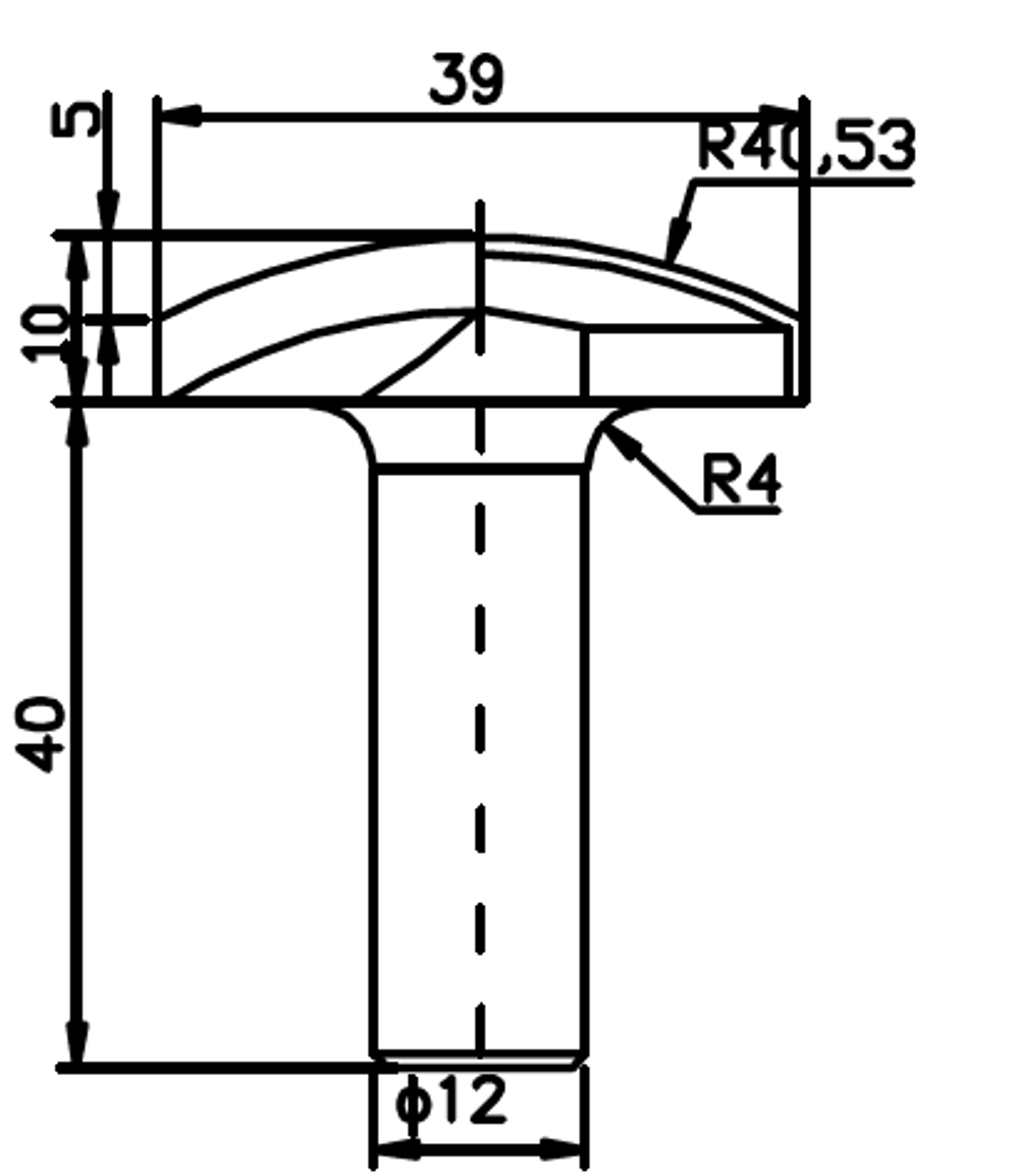 PCD профильная фреза D.39x12 10x40 Z2