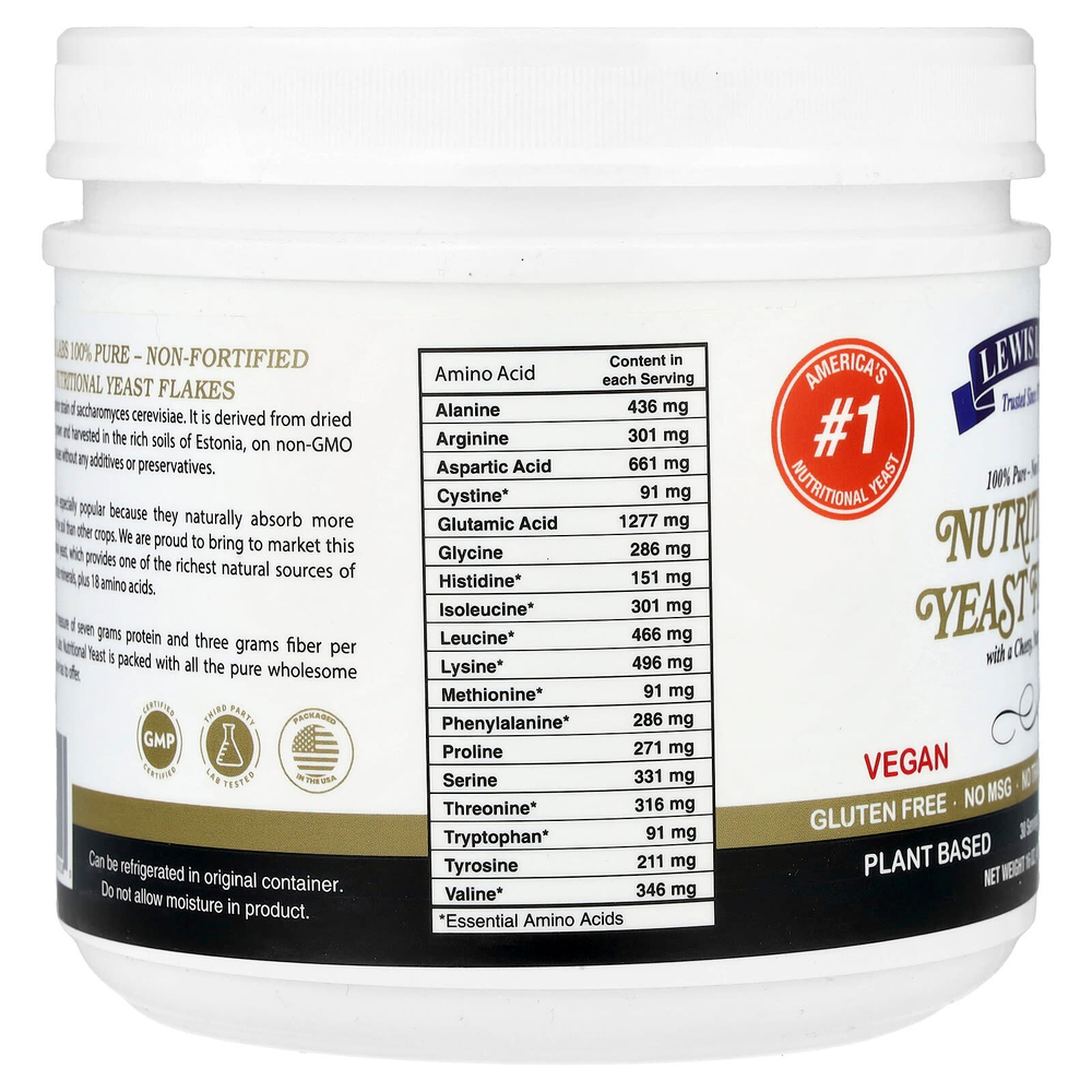 Lewis Labs, Nutritional Yeast Flakes, Cheesy Nutty, 16 oz (454 g)