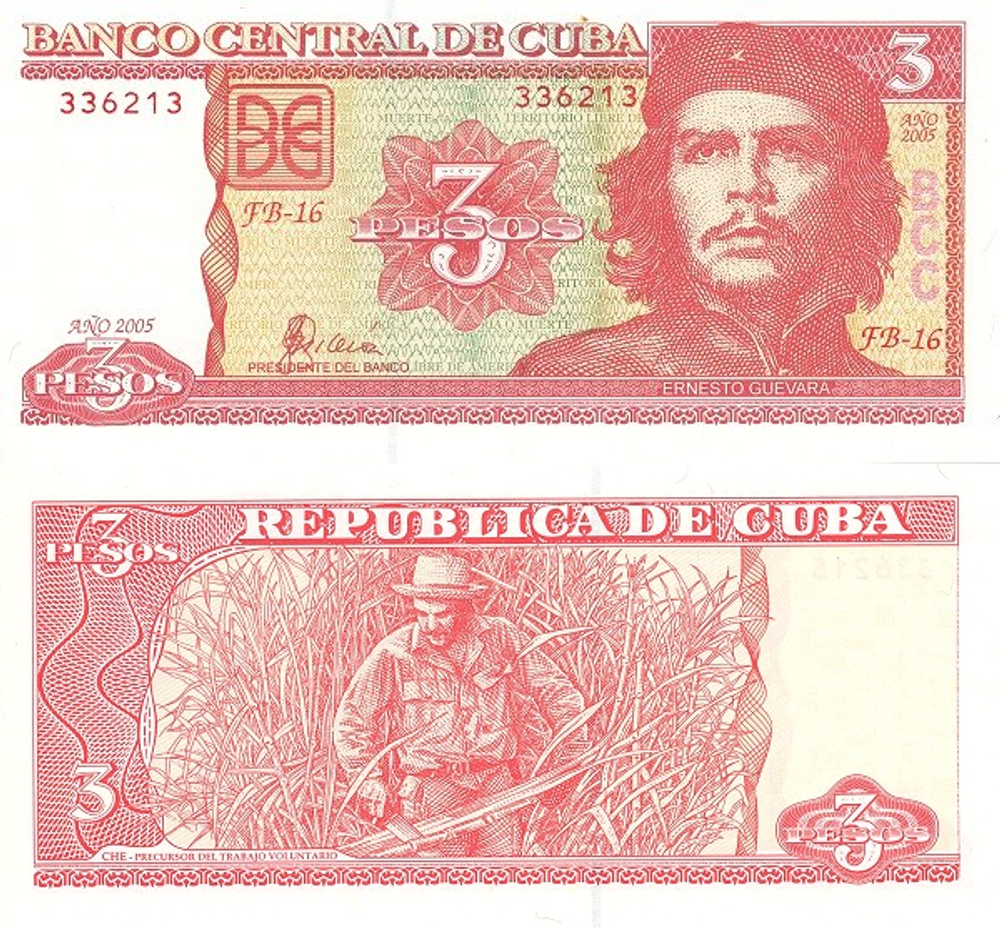 Куба 3 песо 2004-2006 Че Гевара UNC