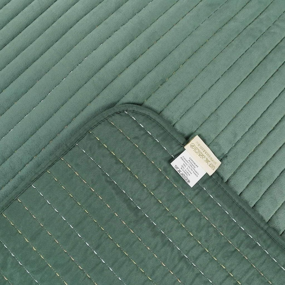 Покрывало 230х250  и 2 наволочки Sofi De MarkO Вельмонт зеленое Китай фрагмент