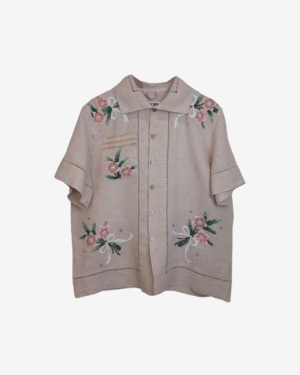 Рубашка с Парой Цветов/Two Flowers Short Sleeve бежевая - фото 1