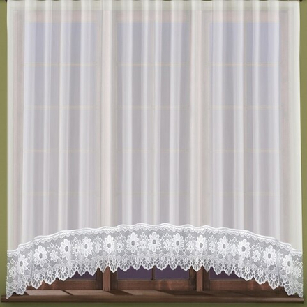 Занавеска "Ф. АГАТА", цвет белый, украшена кружевом, Польша.
