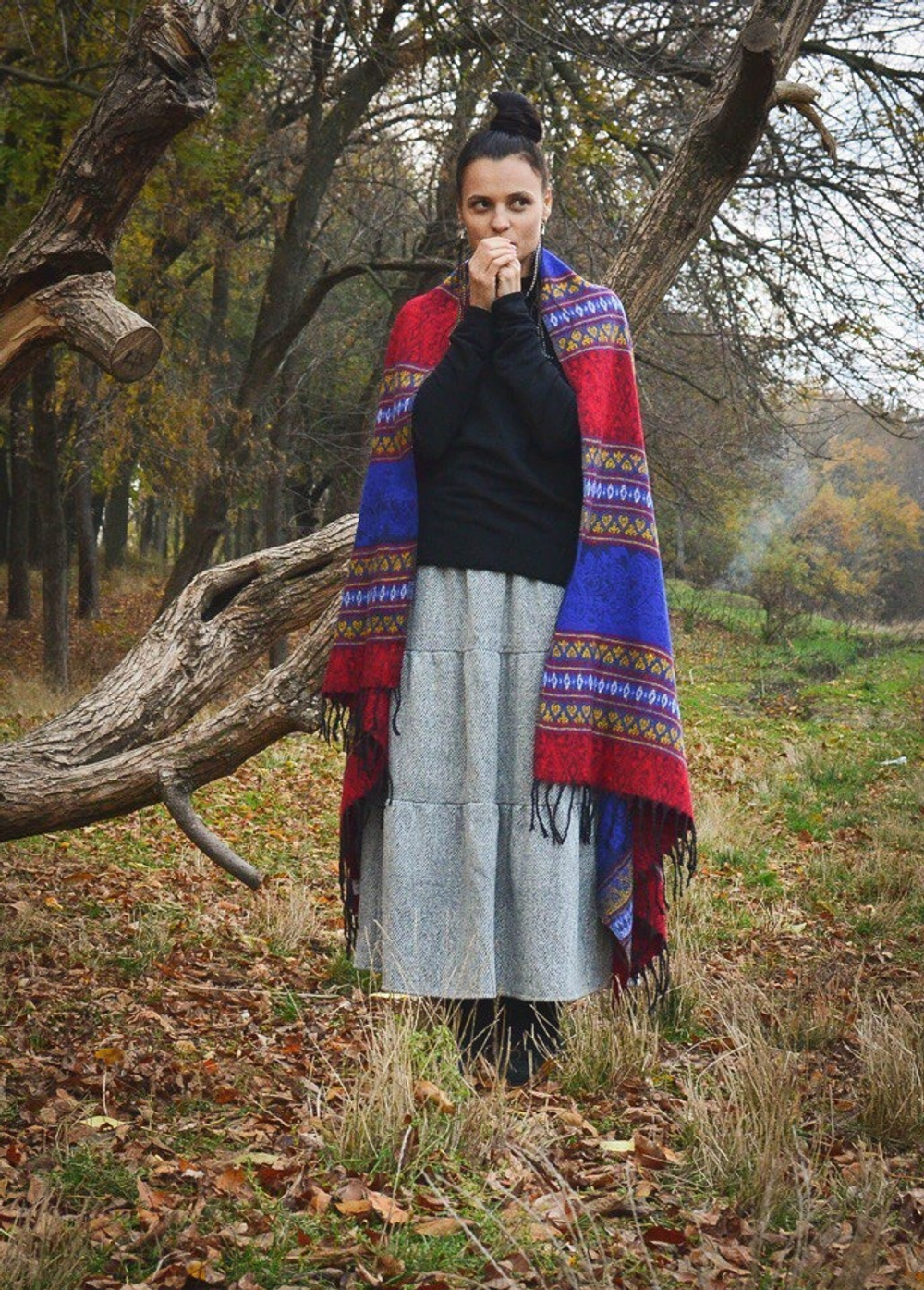 Длинная шерстяная юбка (серый)