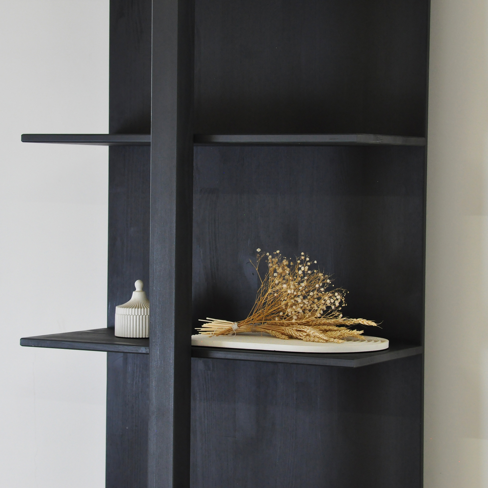 Стеллаж деревянный 6 полок Мадейра из массива сосны, серый