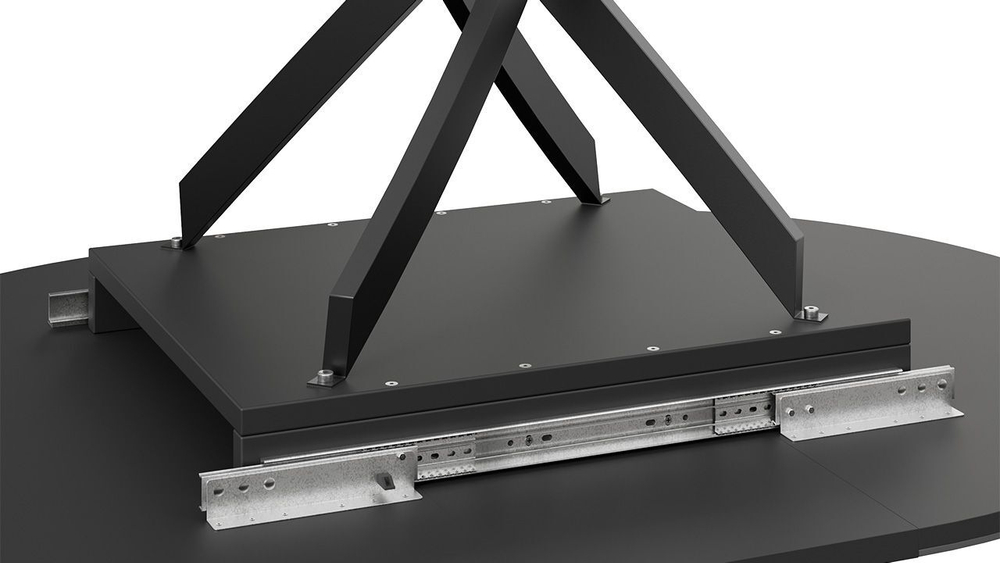 Стол кухонный обеденный круглый раздвижной Черный муар/Стекло глянцевое белое 100(132)х75х75 см