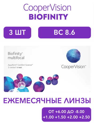 Ежемесячные мультифокальные контактные линзы Biofinity Multifocal (уп. 3 линзы)