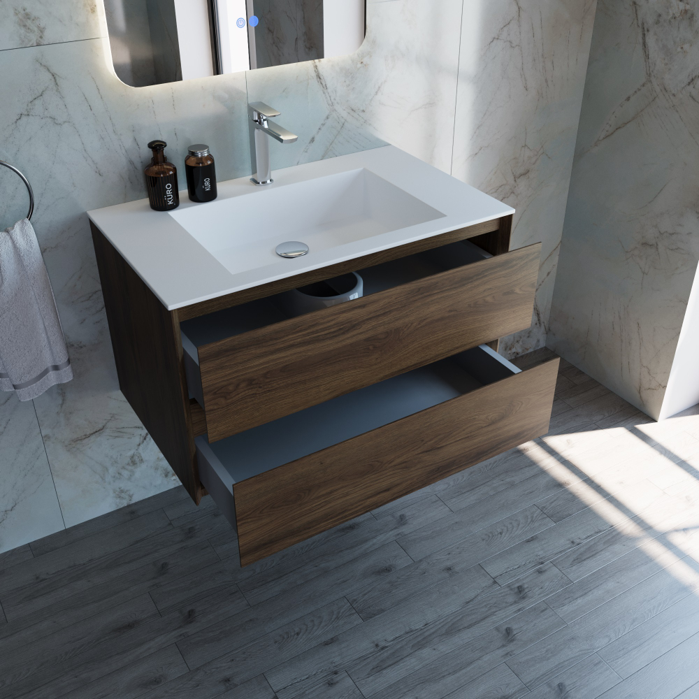 База под раковину Luka 800 подвесная, 2 выкатных ящика soft-close, С.Oak