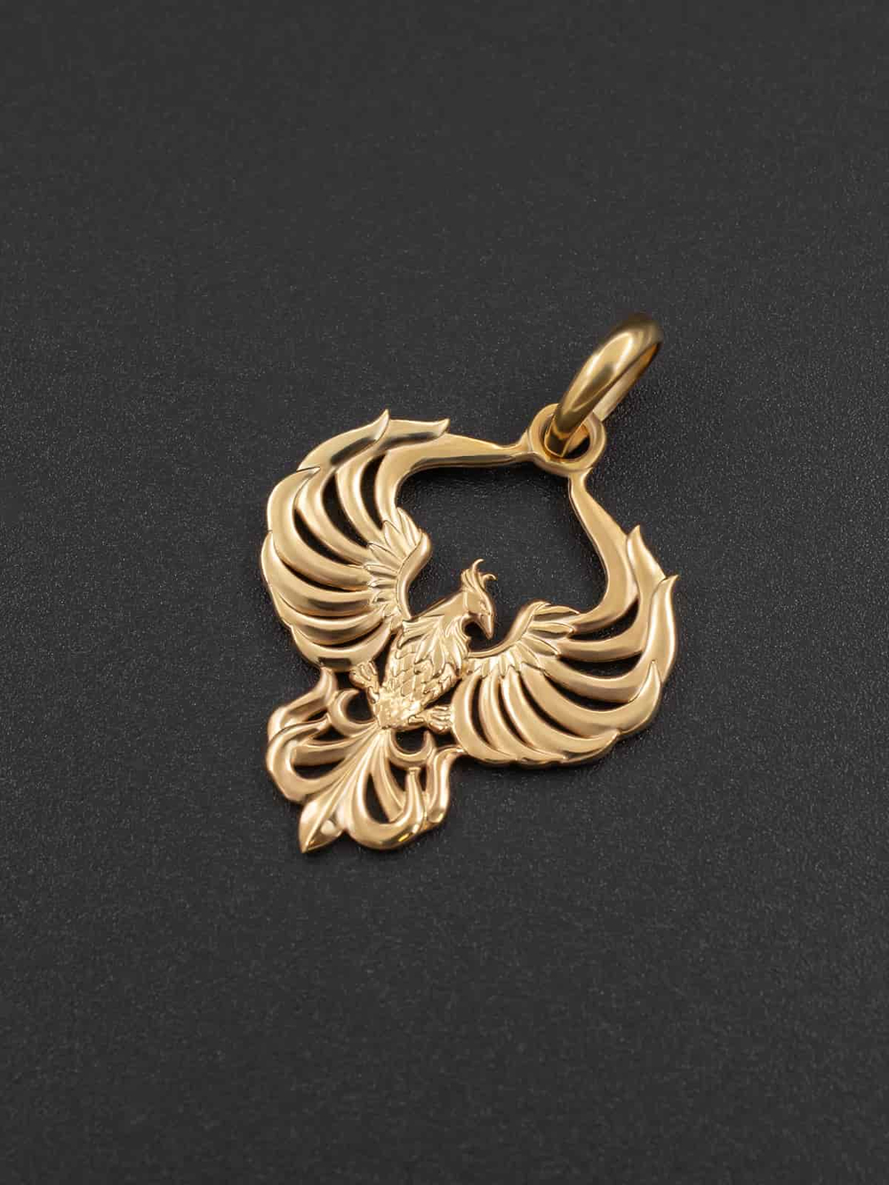 Подвеска птица феникс из серебра с позолотой