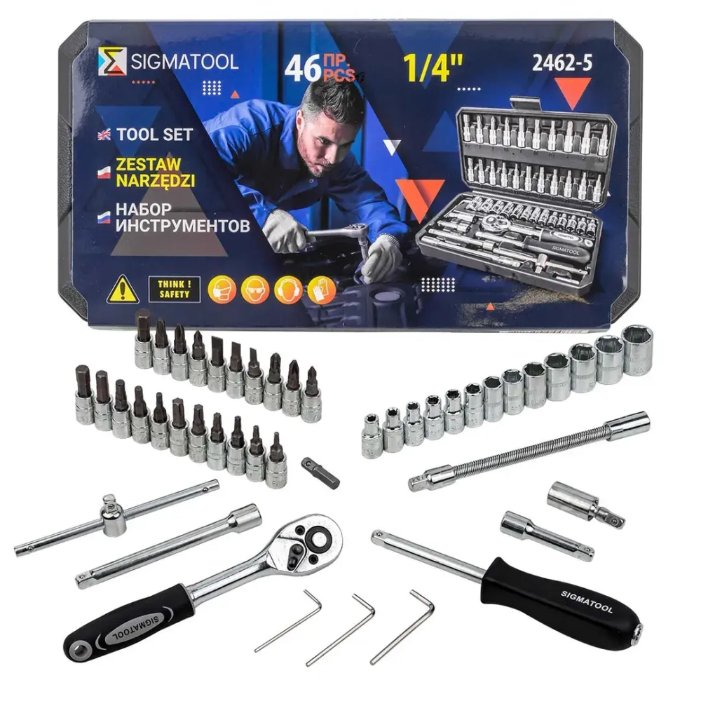 Набор инструмента 46пр. 1/4''(6-гран.)(4-14мм) SIGMATOOL Sigmatool-2462-5