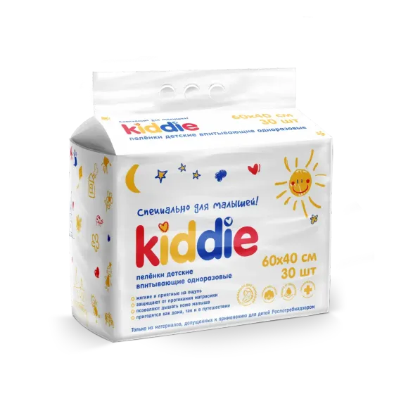 Пеленки детские KIDDIE впитывающие 60х40 см упаковка 30 шт
