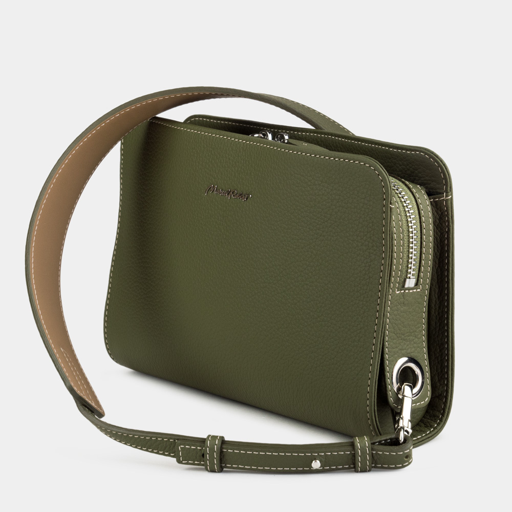 Женская кожаная поясная сумка Emilie Easy зеленого цвета