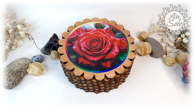 Большая деревянная шкатулка "Красная роза"