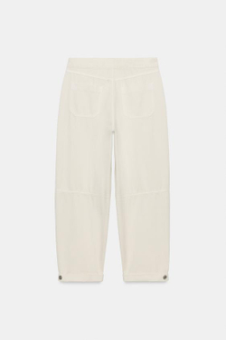 ZARA ДЖИНСЫ Z1975 CHINO СВОБОДНОГО КРОЯ, ЖЕЛТОВАТО-БЕЛЫЙ