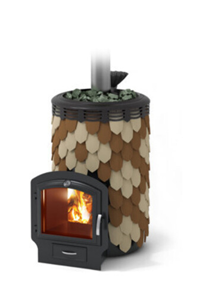 Печь банная Альфа Панголина Лайт Inox ЧДБСЭ ЗК шамот- терракота