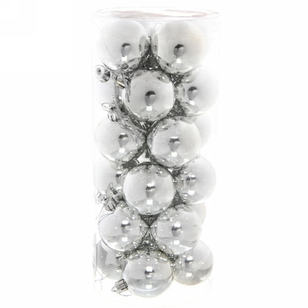 Новогодние шары 7 см (набор 24 шт) «Глянец», серебро