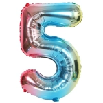 Шар фольгированный 81 см “Цифра 5” (радуга)