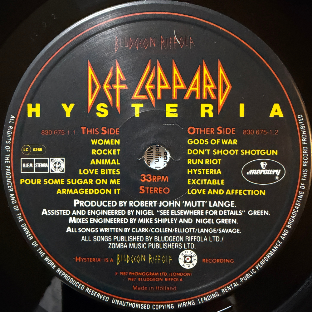 Def Leppard ‎– Hysteria (Голландия 1987г.)