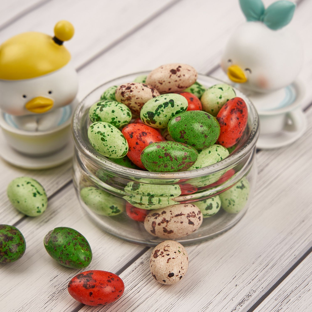 Драже шоколадное с миндалем «Яички микс зелено-оранжевый» 0,5 кг
