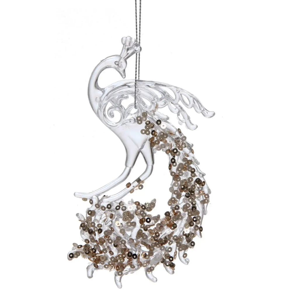 Подвеска «Павлиний хвост» 15*8 см, Белый/Золотой блеск