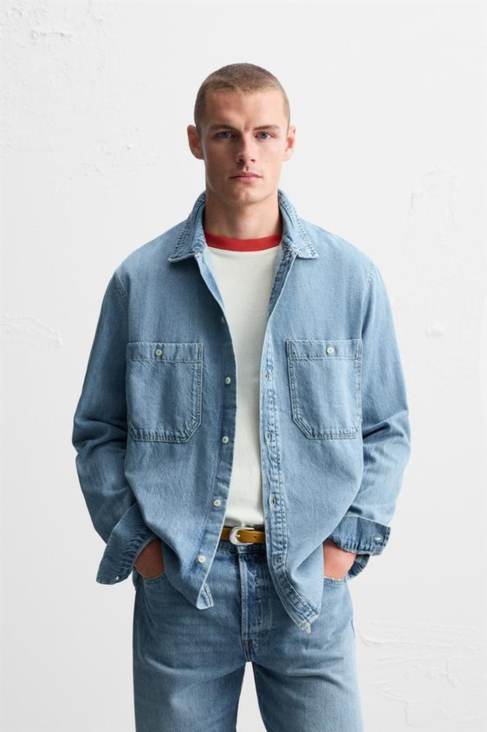 ZARА ДЖИНСОВАЯ РУБАШКА, ГОЛУБОЙ