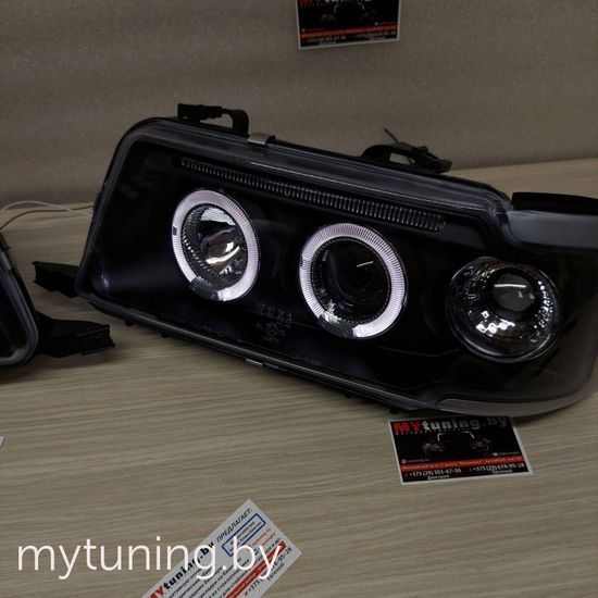 Передние фары ANGEL EYES BLACK для Audi 80 B4