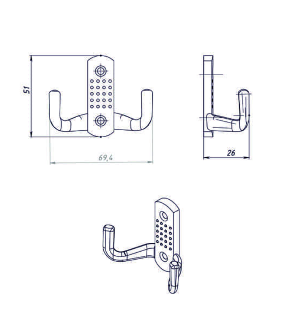 КРЮЧОК-ВЕШАЛКА №10 МЕТАЛЛИСТ ПОЛ.ЧЕРНЫЙ