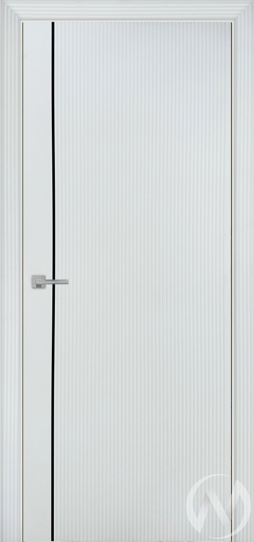 Дверь ЭКШ F-5; 60; глухая; белый софт; молдинг черный