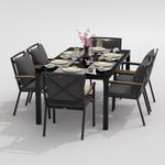 Обеденная группа Ideal Patio  КАНА ФЕСТА плюс каркас карбон, стол стекло 180, ткань антрацит