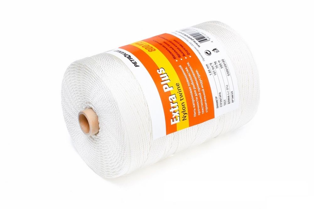 Нитки капроновые Extra Plus  800 гр.,   93,5tex*3 (0,80 мм.), белые