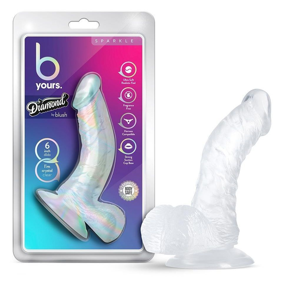 Прозрачный фаллоимитатор-реалистик Sparkle - 16,5 см. (Цвет: прозрачный)