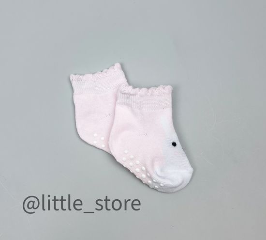 Носочки "Зайчики" хлопковые, со стоперами, Нежно-розовые