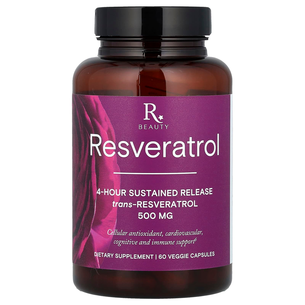 Reserveage Beauty, ресвератрол, 60 растительных капсул
