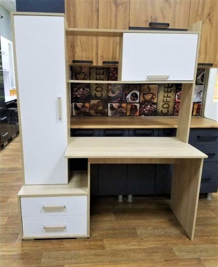 Стол письменный  КВАРТЕТ-9 дуб сонома / белый с тиснением поры дерева