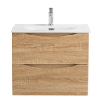 Тумба с раковиной подвесная BelBagno MARINO-CER-MINI-600-2C-SO-WO-P Rovere Bianco, раковина белая BB-8099-3-60