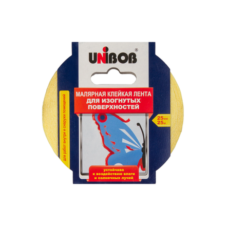 Скотч Unibob 25мм*25м для изогнутых поверхностей желтый