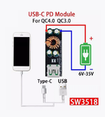 Модуль быстрой зарядки SW3518 Type-C QC3.0-4.0 6-35В