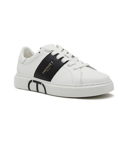 Кожаные кроссовки TWINSET - белый(241TCP010)