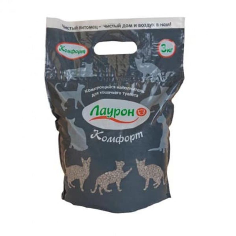 Лаурон &quot;Комфорт&quot; 3кг (пэт.пакет) комк. наполнитель д/кошек