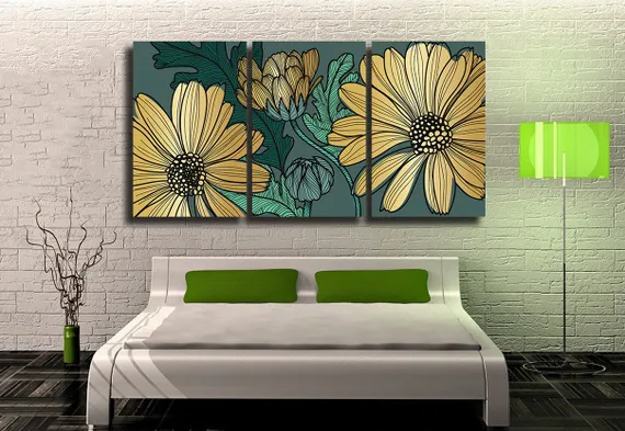 Модульная картина "Цветочный узор"