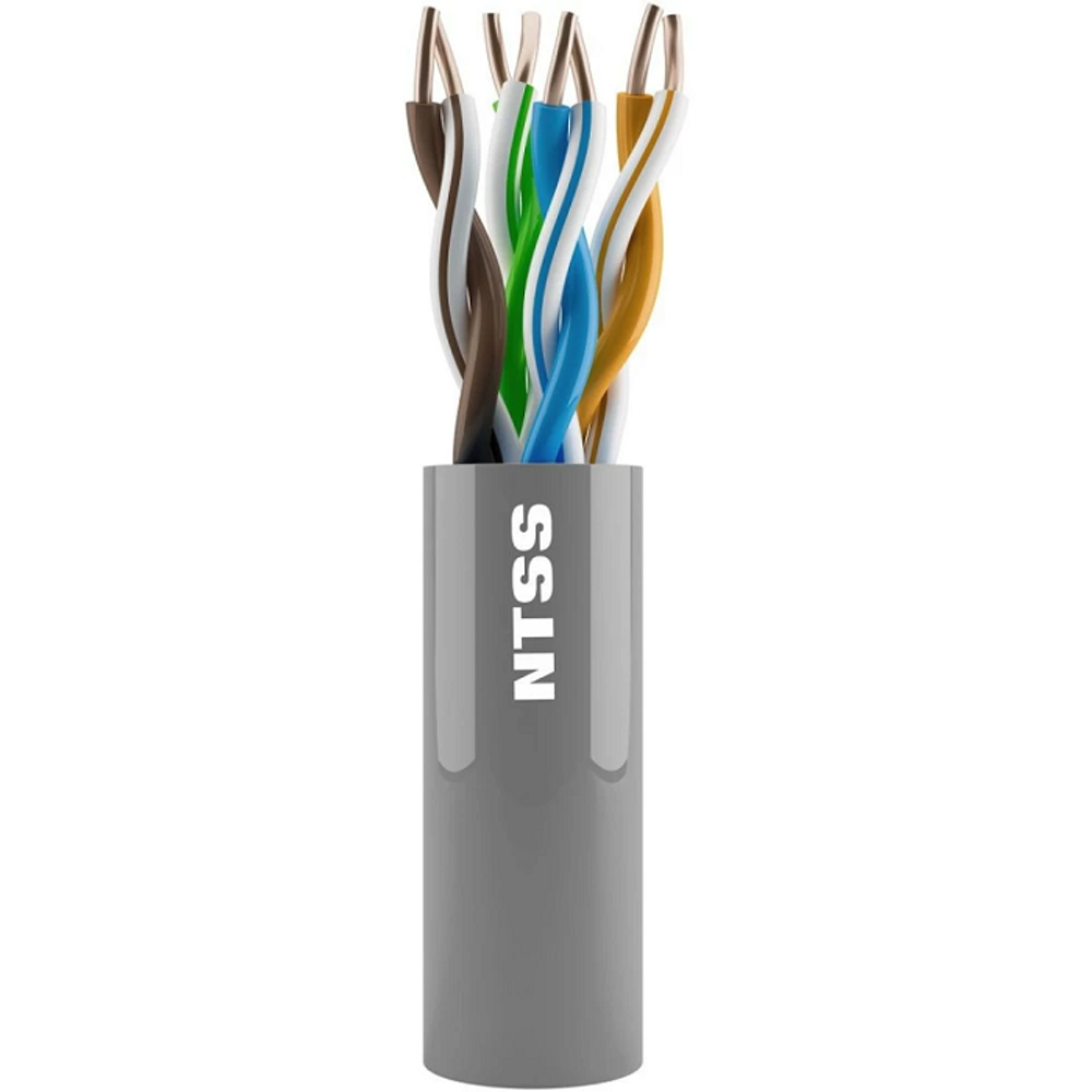 Кабель витая пара U/UTP 5e кат. 4 пары NTSS NTSS-IN-UTP4-5е-PVC-GY
