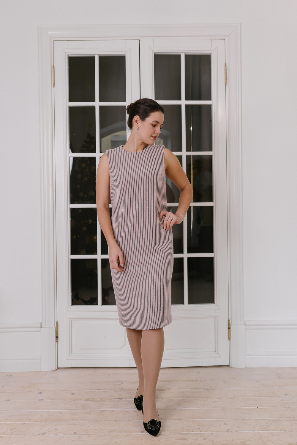 Офисный сарафан 3046ВЕ, Пудровый #77П083046ВЕ