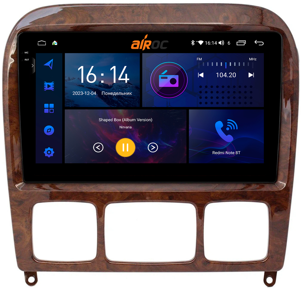 Магнитола для Mercedes-Benz S (W220) 1998-2005 - AIROC 2K RI-2505 Android 12, QLed+2K, ТОП процессор, 8/128Гб, CarPlay, SIM-слот