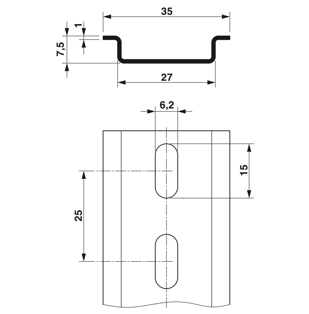 0843116 - NS 35/ 7,5 WH PERF 2000MM VPE 10 - DIN-рейка перфорацией
