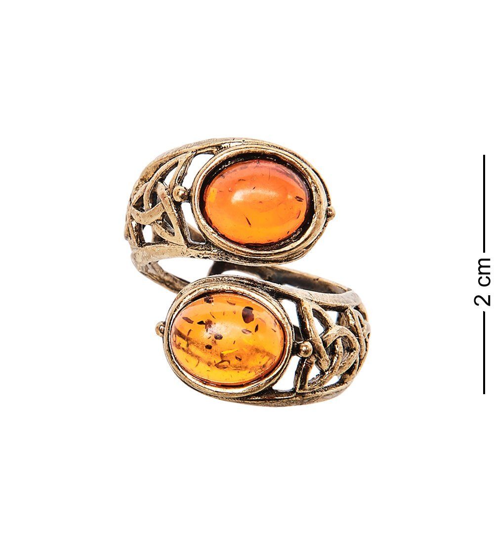 AM-2441 Кольцо «Зачарованные» (латунь, янтарь)