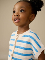 Кардиган с коротким рукавом и брюки в комплекте для девочки Next E25-144, Молочный, Голубой